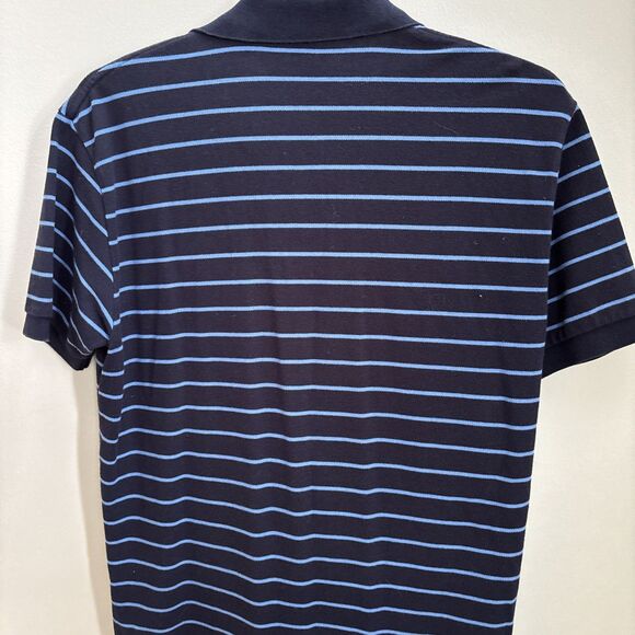 Polo Ralph Lauren Y2K Designer Cotton Prepster SoHo Striped Blue Polo Shirt SzL - Picture 4 of 4